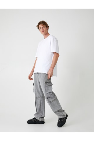 Jeans cargo - Grigio melange