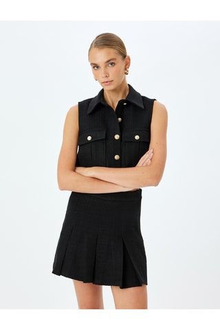 Giacca corta senza maniche in tweed - Nero