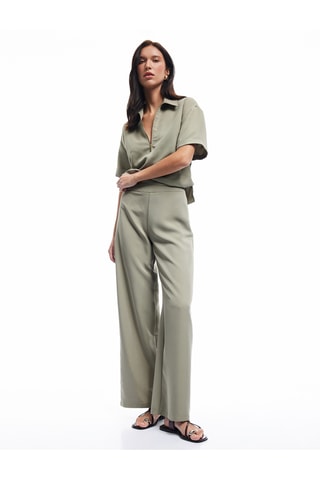 Pantaloni wide legs - Kaki