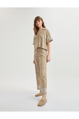 Pantaloni wide legs - Kaki