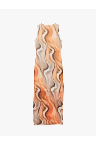 Abito midi - Arancione e marrone