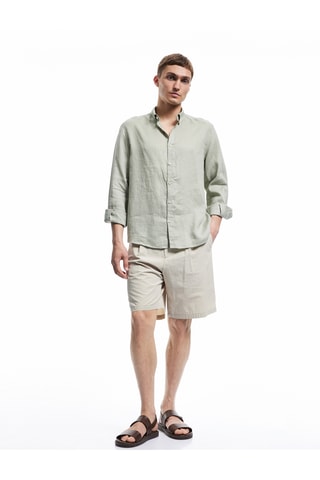 Camicia regular in lino - Verde acqua