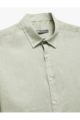 Camicia regular in lino - Verde acqua