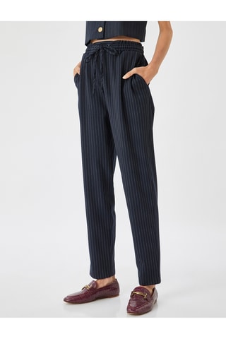 Pantaloni cigarette a vita alta - Navy