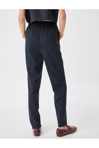 Pantaloni cigarette a vita alta - Navy
