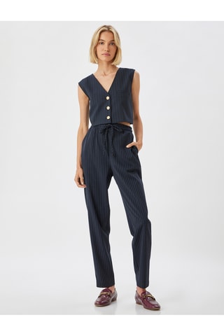 Pantaloni cigarette a vita alta - Navy