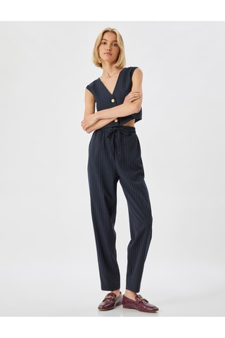 Pantaloni cigarette a vita alta - Navy