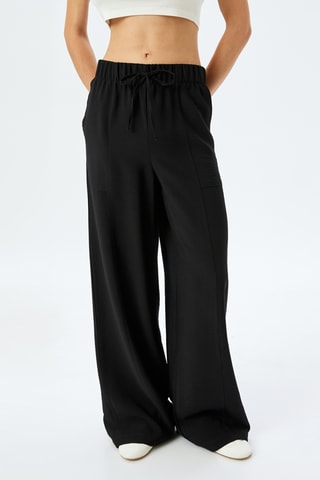 Pantaloni wide legs a vita alta - Nero