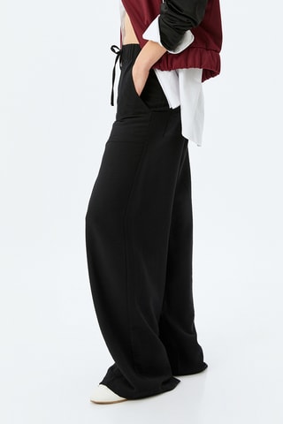 Pantaloni wide legs a vita alta - Nero