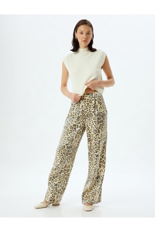 Pantaloni wide legs a vita alta - Nero