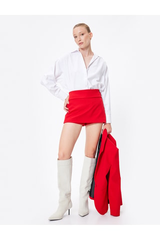 Gonna shorts a vita alta - Rosso