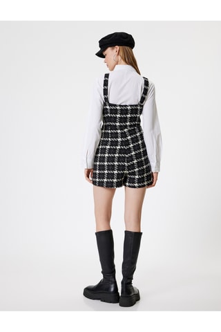 Tuta corta effetto trompe-l’œil in tweed - Nero