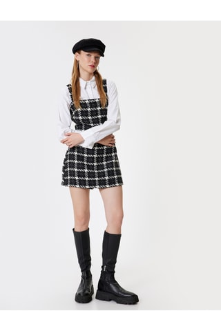 Tuta corta effetto trompe-l’œil in tweed - Nero