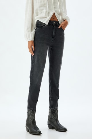 Jeans slim a vita alta - Nero