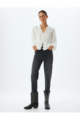 Jeans slim a vita alta - Nero