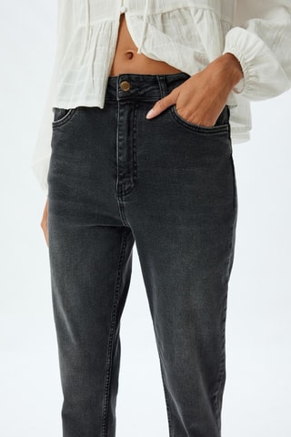Jeans slim a vita alta - Nero