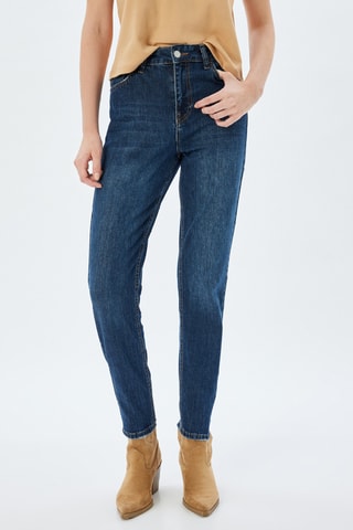 Jeans straight a vita alta - Indaco