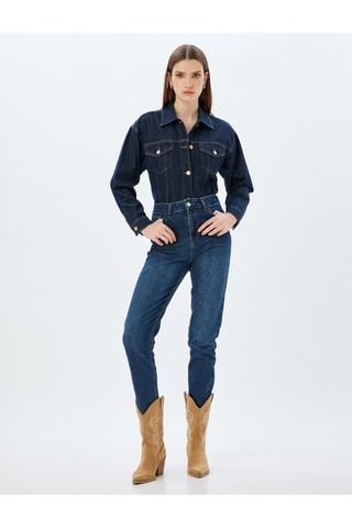 Jeans straight a vita alta - Indaco