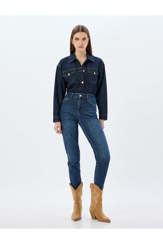 Jeans straight a vita alta - Indaco