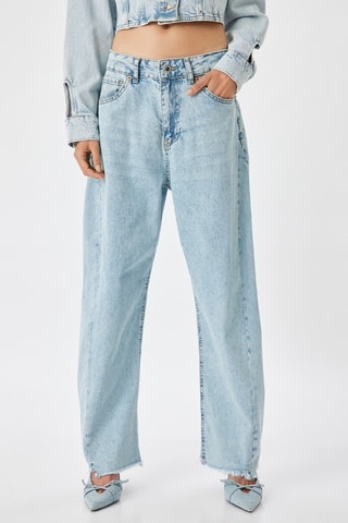 Jeans balloon a vita alta - Indaco
