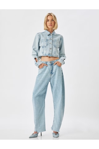 Jeans balloon a vita alta - Indaco