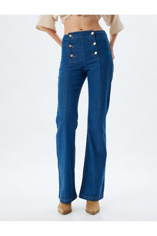 Jeans slim a vita alta - Indaco