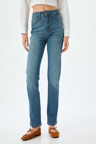 Jeans a vita alta - Verde acqua