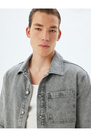 Giacca oversize in jeans - Grigio