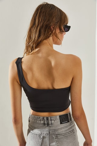 Crop top asimmetrico - Grigio scuro