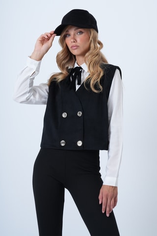 Gilet da completo in velluto - Nero