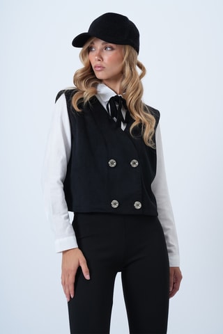 Gilet da completo in velluto - Nero