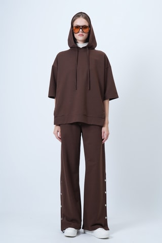 Felpa con cappuccio e pantaloni - Marrone