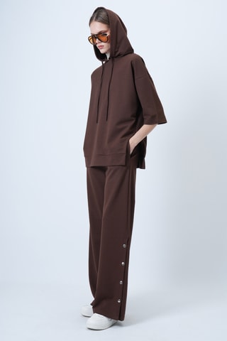 Felpa con cappuccio e pantaloni - Marrone