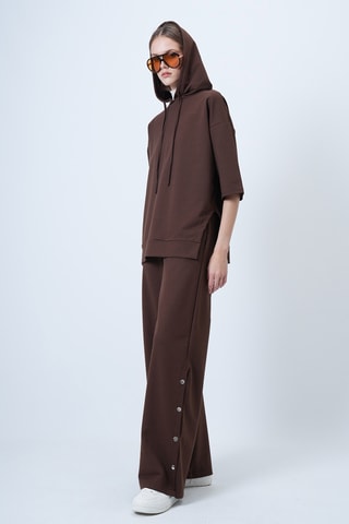 Felpa con cappuccio e pantaloni - Marrone