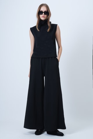 Top e pantaloni wide legs - Nero