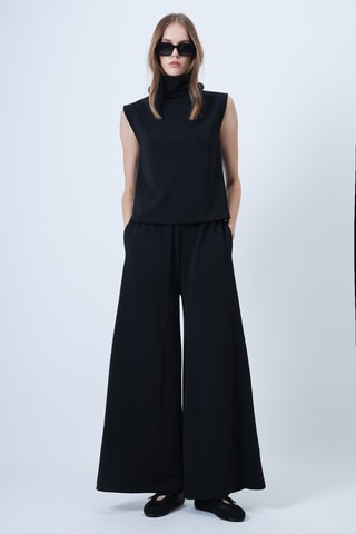 Top e pantaloni wide legs - Nero