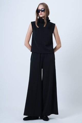 Top e pantaloni wide legs - Nero