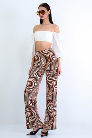 Pantaloni palazzo a vita alta - Marrone
