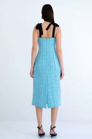 Abito midi in tweed - Turchese
