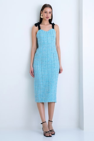 Abito midi in tweed - Turchese