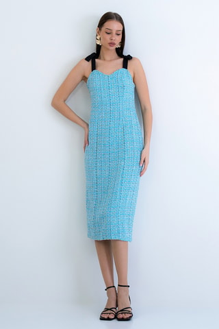 Abito midi in tweed - Turchese
