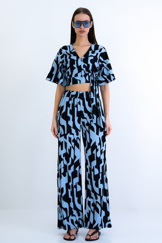 Crop top e pantaloni a vita alta - Navy