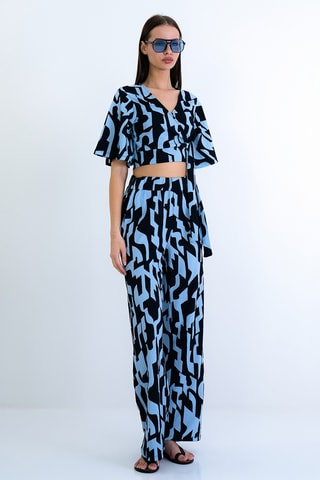 Crop top e pantaloni a vita alta - Navy