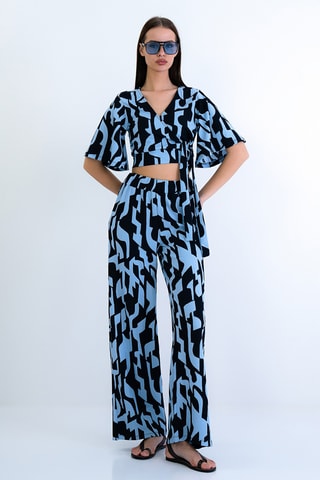 Crop top e pantaloni a vita alta - Navy