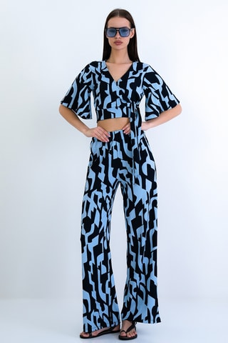 Crop top e pantaloni a vita alta - Navy