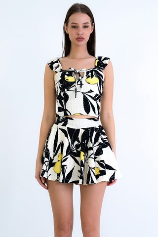 Top e minigonna - Nero e beige
