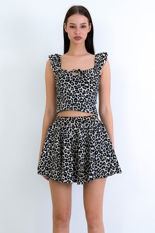 Top e minigonna - Nero e beige