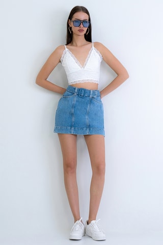 Minigonna in jeans - Blu-grigio