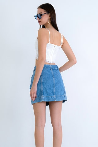 Minigonna in jeans - Blu-grigio