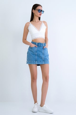 Minigonna in jeans - Blu-grigio